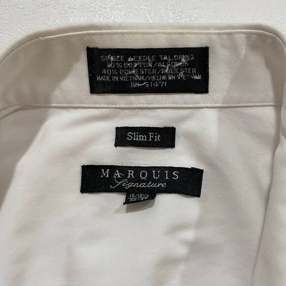 Marquis Signature Slim Fit Dress Shirt 15/15.5 32-33 – White Button Down Men’s L - Picture 10 of 10
